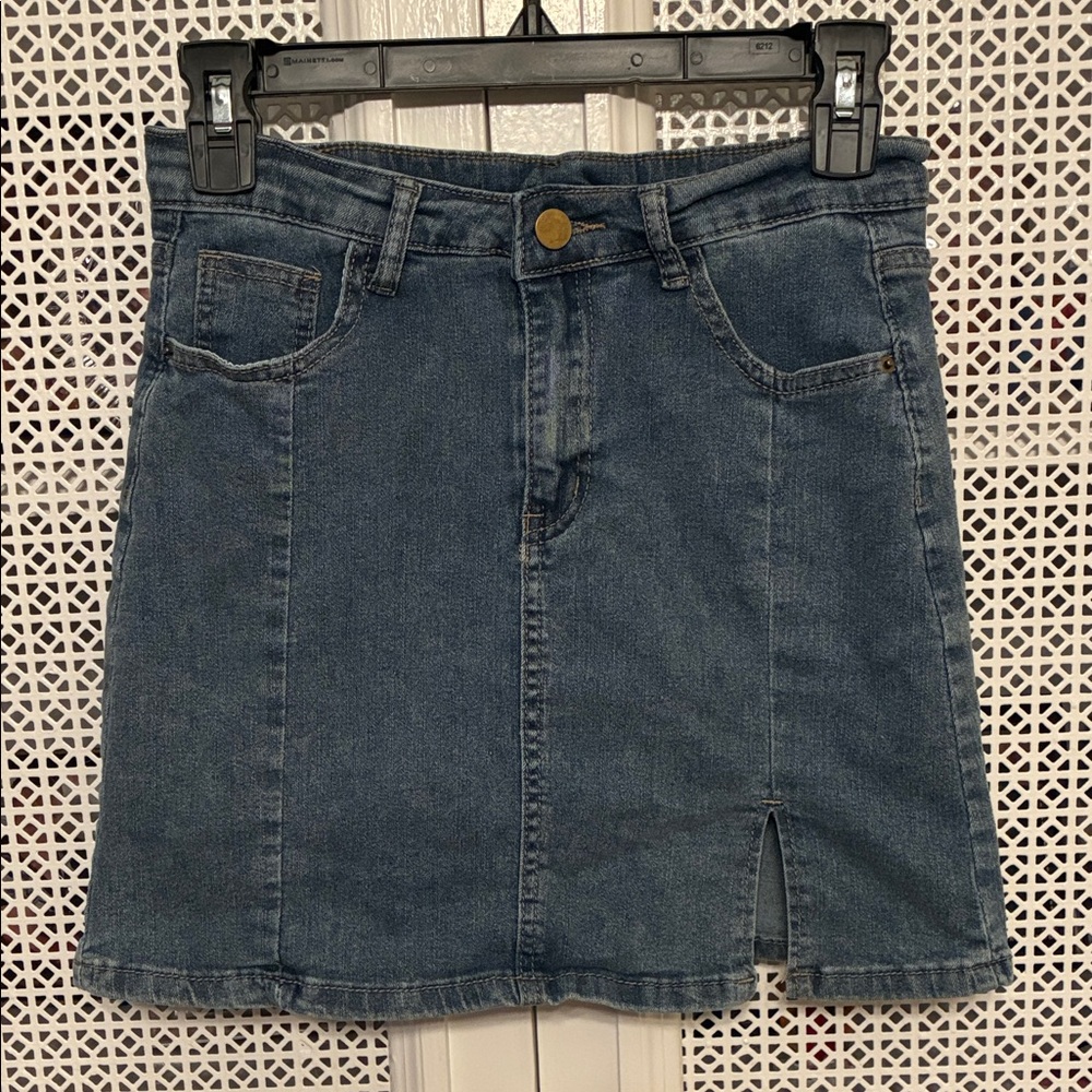 Denim Mini Skirt & Pant with Front Slit